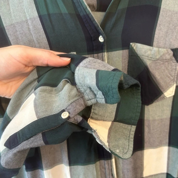 Merona plaid long sleeve button down green and blue size S - Picture 5 of 9